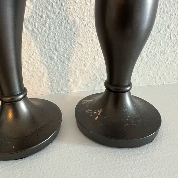 Set of 3 Restoration Hardware 5.5" Candlestick Candle Holders Silver/Black - Picture 2 of 10